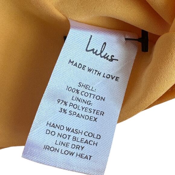 Lulus Yellow Eyelet Button Front Tiered Mini Dress S Boho Cottagecore Feminine - Picture 6 of 7